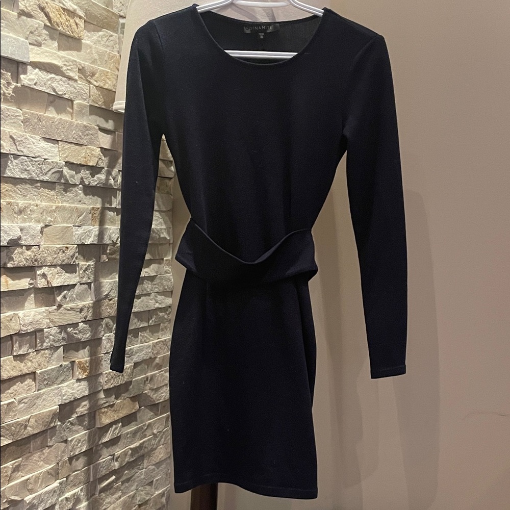 Dynamite Navy Long Sleeve Dress